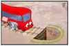 Cartoon: Deutsche Bahn (small) by Kostas Koufogiorgos tagged karikatur,koufogiorgos,illustration,cartoon,bahn,bilanz,tunnel,gleise,verkehr,infrastruktur,abgrund,wirtschaft,geschäftszahlen