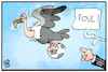 Cartoon: DFB-Pleite (small) by Kostas Koufogiorgos tagged karikatur,koufogiorgos,illustration,cartoon,krise,geier,pleite,ball,dfb,fussball,bund,wirtschaft,geld,finanzen,esistenz,sport