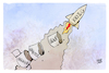 Cartoon: Die nächste Eskalationsstufe (small) by Kostas Koufogiorgos tagged karikatur,koufogiorgos,eskalation,rakete,iran,krieg,ukraine,nahost
