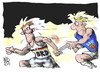Cartoon: Doping in der BRD (small) by Kostas Koufogiorgos tagged brd,ddr,sport,doping,wende,staffel,lauf,betrug,korruption,karikatur,koufogiorgos