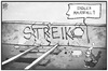 Cartoon: Ende des Bahnstreiks (small) by Kostas Koufogiorgos tagged karikatur,koufogiorgos,illustration,cartoon,bahn,streik,gdl,mauer,gleise,schiene,mauerfall,arbeitskampf,lokführer