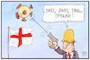 Cartoon: England ist frei (small) by Kostas Koufogiorgos tagged karikatur,koufogiorgos,illustration,cartoon,england,johnson,corona,startschuss