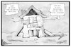 Cartoon: Etatplus (small) by Kostas Koufogiorgos tagged karikatur,koufogiorgos,illustration,cartoon,etat,haushalt,bund,gewinn,überschuss,profit,geld,haus,marode,sanierung,deutschland,steuern