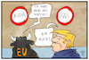 Cartoon: EU-Klimaziele (small) by Kostas Koufogiorgos tagged karikatur,koufogiorgos,illustration,cartoon,eu,europa,klima,ziel,stier,trump,usa,iran,krieg,konflikt,politik,umwelt