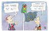 Cartoon: EU-Reform (small) by Kostas Koufogiorgos tagged karikatur,koufogiorgos,eu,reform,scholz,macron,fahne,europa,fahnenmast