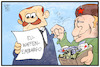 Cartoon: EU-Waffenembargo (small) by Kostas Koufogiorgos tagged karikatur,koufogiorgos,illustration,cartoon,eu,waffen,rüstung,embargo,erdogan,putin,syrien,konflikt