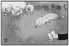 Cartoon: Exit-Strategie (small) by Kostas Koufogiorgos tagged karikatur,koufogiorgos,illustration,cartoon,exit,strategie,corona,virus,pandemie,schirm,regen,wolken,wirtschaft,schutz