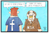 Cartoon: Facebook (small) by Kostas Koufogiorgos tagged karikatur,koufogiorgos,illustration,cartoon,zuckerberg,facebook,nsa,usa,datenschutz,eu,europa,social,media,internet,agent,spionage,user,witz