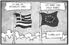 Cartoon: Fahnen am 1. April (small) by Kostas Koufogiorgos tagged karikatur,koufogiorgos,illustration,cartoon,fahne,flagge,griechenland,eu,europa,geld,reformliste,scherz,witz,aprilscherz,politik,versprechen,lüge