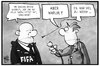 Cartoon: FIFA (small) by Kostas Koufogiorgos tagged karikatur,koufogiorgos,illustration,cartoon,fifa,komiker,geld,banknoten,fussball,verband,blatter,korruption,medien,journalist,reporter,sport