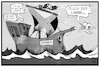 Cartoon: Fluch der Karibik (small) by Kostas Koufogiorgos tagged karikatur,koufogiorgos,illustration,cartoon,jamaika,schiff,fluch,karibik,vizekanzler,posten,regierung,partei,politik,demokratie