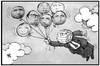 Cartoon: G7-Gipfel (small) by Kostas Koufogiorgos tagged karikatur,koufogiorgos,illustration,cartoon,elmau,g7,gipfel,welt,staatschef,erde,politik,ballon,fliegen,abheben