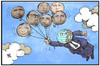 Cartoon: G7-Gipfel (small) by Kostas Koufogiorgos tagged karikatur,koufogiorgos,illustration,cartoon,elmau,g7,gipfel,welt,staatschef,erde,politik,ballon,fliegen,abheben
