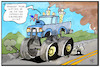 Cartoon: Gefahr durch Autos (small) by Kostas Koufogiorgos tagged karikatur,koufogiorgos,illustration,cartoon,trump,auto,usa,angst,schutz,umweltverschmutzung,abgas,bigfoot,truck,autoindustrie