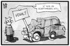Cartoon: Gewalt in den USA (small) by Kostas Koufogiorgos tagged karikatur,koufogiorgos,illustration,cartoon,auto,selbstfahrend,tesla,unfall,gewalt,polizei,unruhen,crash,mobilität