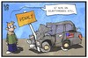 Cartoon: Gewalt in den USA (small) by Kostas Koufogiorgos tagged karikatur,koufogiorgos,illustration,cartoon,auto,selbstfahrend,tesla,unfall,gewalt,polizei,unruhen,crash,mobilität