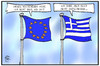 Cartoon: Griechenland und Europa (small) by Kostas Koufogiorgos tagged karikatur,koufogiorgos,illustration,cartoon,griechenland,europa,fahne,flagge,referendum,politik