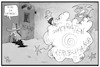 Cartoon: Impeachment (small) by Kostas Koufogiorgos tagged karikatur,koufogiorgos,illustration,cartoon,trump,streit,mexiko,nachbar,mauer,demokraten,republikaner,impeachment,präsident,usa