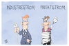 Cartoon: Industriestrom vs. Privatstrom (small) by Kostas Koufogiorgos tagged karikatur,koufogiorgos,industriestrom,privatstrom,kosten,steuern,entlastung,belastung