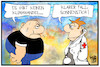 Cartoon: Klimawandel (small) by Kostas Koufogiorgos tagged karikatur,koufogiorgos,illustration,cartoon,klimawandel,populist,arzt,sonnenstich,wetter,klima,leugner,patient