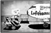 Cartoon: Lufthansa-Streik (small) by Kostas Koufogiorgos tagged karikatur,koufogiorgos,illustration,cartoon,lufthansa,streik,follow,me,flughafen,landebahn,evg,gdl,bahn,lokomotive,arbeitskampf