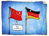 Cartoon: Made in China (small) by Kostas Koufogiorgos tagged karikatur,illustration,cartoon,koufogiorgos,china,flagge,fahne,deutschland,wirtschaft,politik,staatsbesuch