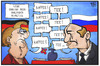 Cartoon: Mailänder Frühstück (small) by Kostas Koufogiorgos tagged karikatur,koufogiorgos,illustration,cartoon,merkel,putin,kaffee,tee,streit,frühstück,mailand,russland,deutschland,politik