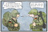 Cartoon: Mali-Einsatz (small) by Kostas Koufogiorgos tagged karikaturen,koufogiorgos,illustration,cartoon,soldat,bundeswehr,mandat,falschmeldung,mali,lageso,flüchtling,beruf,fake,armee,militär