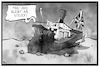 Cartoon: May bleibt (small) by Kostas Koufogiorgos tagged karikatur,koufogiorgos,illustration,cartoon,may,brexit,uk,schiff,auflaufen,europa,austritt,eu,kapitän,steuer
