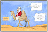 Cartoon: Merkel in Tunesien (small) by Kostas Koufogiorgos tagged karikatur,koufogiorgos,illustration,cartoon,tunesien,merkel,kamel,karawane,wueste,staatsbesuch,nordafrika,maghreb