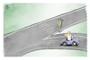 Cartoon: Merkels Ausfahrt (small) by Kostas Koufogiorgos tagged karikatur,koufogiorgos,illustration,cartoon,weg,ampel,merkel,strasse,abbiegung,ausfahrt