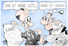 Cartoon: Merzens Liste (small) by Kostas Koufogiorgos tagged koufogiorgos,merz,liste,kabinett,probleme,michel