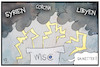 Cartoon: Münchner Sicherheitskonferenz 20 (small) by Kostas Koufogiorgos tagged karikatur,koufogiorgos,illustration,cartoon,msc,syrien,libyen,corona,virus,konflikt,wetter,blitz,donner,unwetter