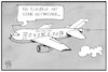 Cartoon: Notbremse (small) by Kostas Koufogiorgos tagged karikatur,koufogiorgos,illustration,cartoon,mallorca,urlaub,flugzeug,pandemie,notbremse,ausgangssperre