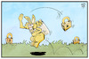 Cartoon: Oster-Lockdown (small) by Kostas Koufogiorgos tagged karikatur,koufogiorgos,illustration,cartoon,lockdown,hase,osterhase,schloss,feiertag,pandemie,corona