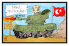 Cartoon: Panzer für die Türkei (small) by Kostas Koufogiorgos tagged karikatur,koufogiorgos,illustration,cartoon,tuerkei,erdogan,panzer,kurden,krieg,konflikt,syrien,rüstung,export,wirtschaft,waffen