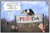 Cartoon: PEGIDA (small) by Kostas Koufogiorgos tagged karikatur,koufogiorgos,illustration,cartoon,pegida,demo,transparent,geier,rechtsextremismus,last,populismus,politik