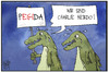 Cartoon: PEGIDA (small) by Kostas Koufogiorgos tagged karikatur koufogiorgos illustration cartoon charlie hebdo pegida krokodil krokodilstränen demonstration populismus politik