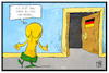 Cartoon: Pokal für Frankreich (small) by Kostas Koufogiorgos tagged karikatur,koufogiorgos,illustration,cartoon,wm,frankreich,pokal,deutschland,nachbar,sport,fussball