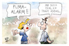 Cartoon: Puma-Sichtung (small) by Kostas Koufogiorgos tagged karikatur,koufogiorgos,puma,adidas,wildkatze,alarm