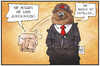 Cartoon: Putin (small) by Kostas Koufogiorgos tagged karikatur,koufogiorgos,illustration,cartoon,putin,krim,bär,russland,politik,maske,demaskierung,ukraine,konflikt,annexion