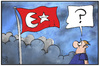 Cartoon: Reformierte Türkei (small) by Kostas Koufogiorgos tagged karikatur,koufogiorgos,illustration,cartoon,erdogan,fahne,flagge,symbol,mond,sichel,stern,reform,türkei,politik