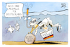 Cartoon: Rezession (small) by Kostas Koufogiorgos tagged karikatur,koufogiorgos,rezession,wirtschaft,tauchen,tief,medaille