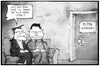 Cartoon: Russische  Hilfe (small) by Kostas Koufogiorgos tagged karikatur,koufogiorgos,illustration,cartoon,russland,nordkorea,griechenland,tsipras,kim,jong,un,wartezimmer,finanzhilfen,kredit,wirtschaft,bilateral,politik,politiker,staatschef,diktator