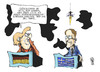 Cartoon: Samaras in Berlin (small) by Kostas Koufogiorgos tagged griechenland,deutschland,merkel,samaras,damokles,schwert,koalition,regierung,europa,schulden,krise,karikatur,kostas,koufogiorgos