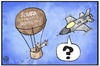 Cartoon: Scharia-Luftwaffe Wuppertal (small) by Kostas Koufogiorgos tagged karikatur,koufogiorgos,illustration,cartoon,is,islamischer,staat,wuppertal,scharia,luftwaffe,krieg,militär,flugzeug,ballon,steinschleuder,terrorismus,angriff,politik