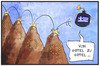 Cartoon: Sondergipfel Griechenland (small) by Kostas Koufogiorgos tagged karikatur,koufogiorgos,illustration,cartoon,gipfel,sondergipfel,griechenland,eu,europa,bombe,berg,gebirge,politik,schuldenkrise,grexit