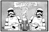 Cartoon: Star Wars (small) by Kostas Koufogiorgos tagged karikatur,koufogiorgos,illustration,cartoon,star,wars,film,premiere,kino,verhaftung,michel,science,fiction