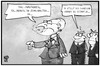 Cartoon: Stoibers Ultimatum (small) by Kostas Koufogiorgos tagged karikatur,koufogiorgos,illustration,cartoon,stoiber,ultimatum,merkel,christiansen,10,minuten,kult,csu,flüchtlingspolitik