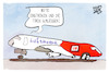 Cartoon: Streik bei Bahn und Lufthansa (small) by Kostas Koufogiorgos tagged karikatur,koufogiorgos,bahn,flugzeug,streik